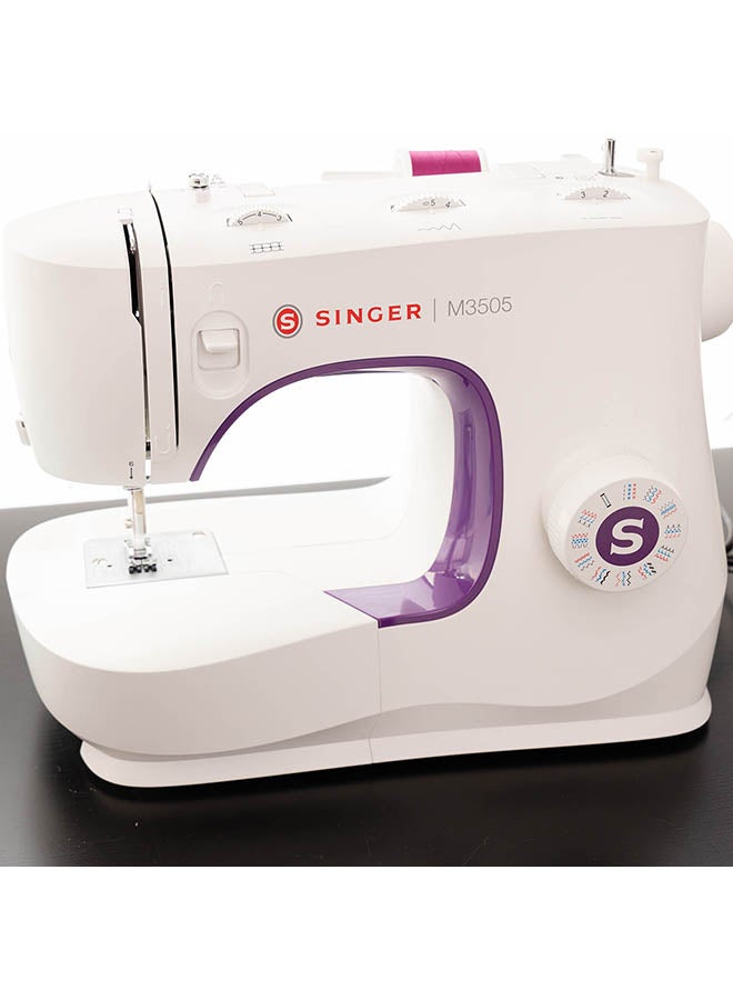 Domestic Sewing Machine, 23 Built-In Stitches, Easy Stitch Selection, Adjustable Stitch Length, With Front loading Bobbin And Long-Lasting LED light, One Size SGM-M3505 White