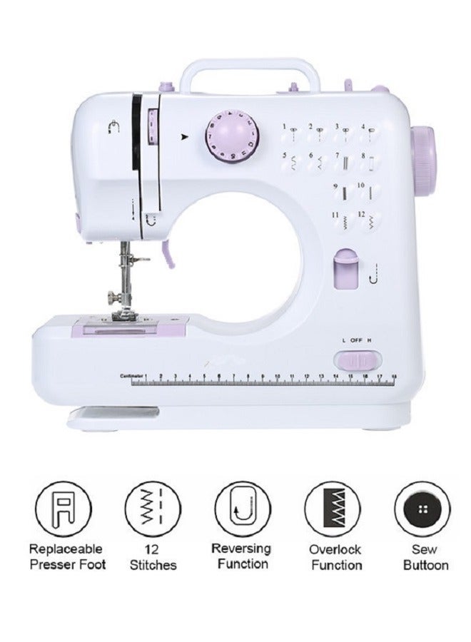 Portable Sewing Machine,Electric Mini Sewing Machine,505A White/Purple