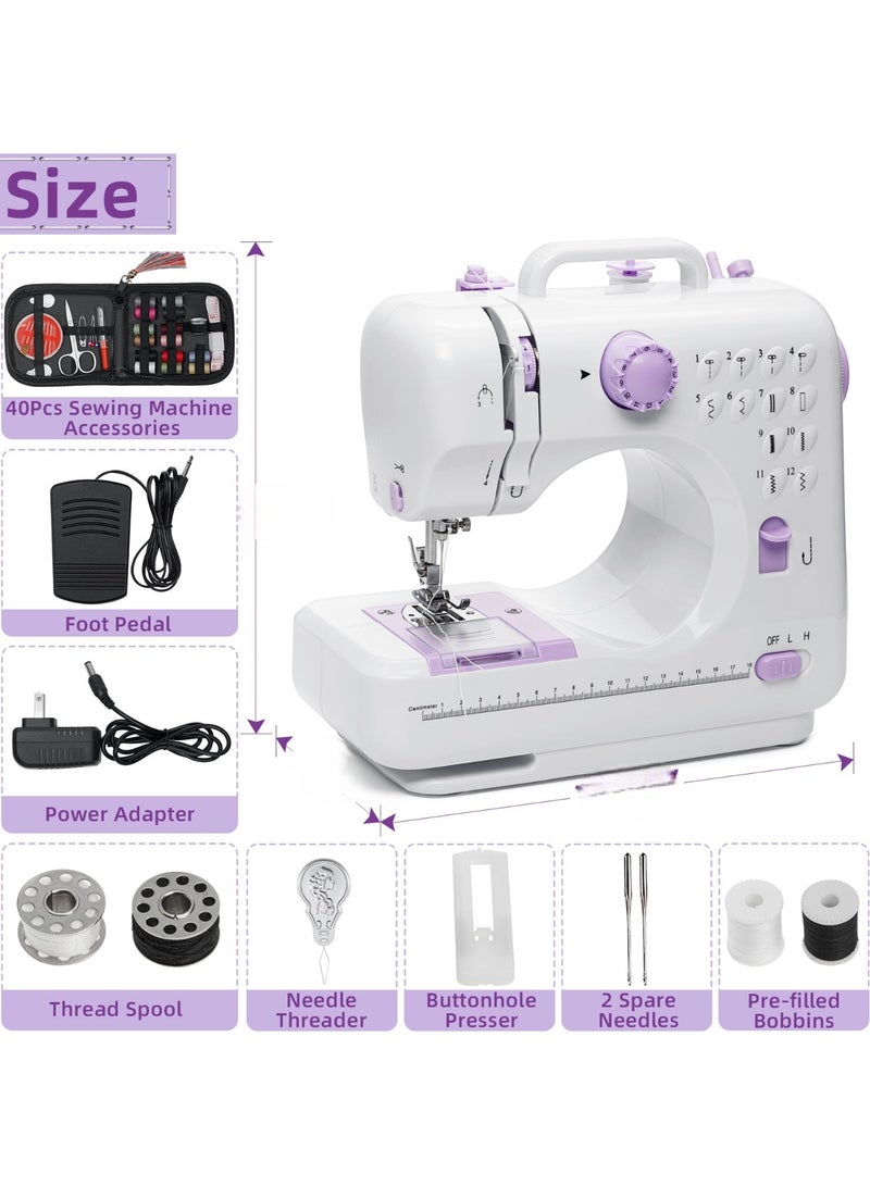 Portable Sewing Machine, Handheld Electric Sewing Machines Kit,12 Stitch Patterns Mini Sewing Machine for Beginners Kids,Household Multifunctional Crafting Mending Machine