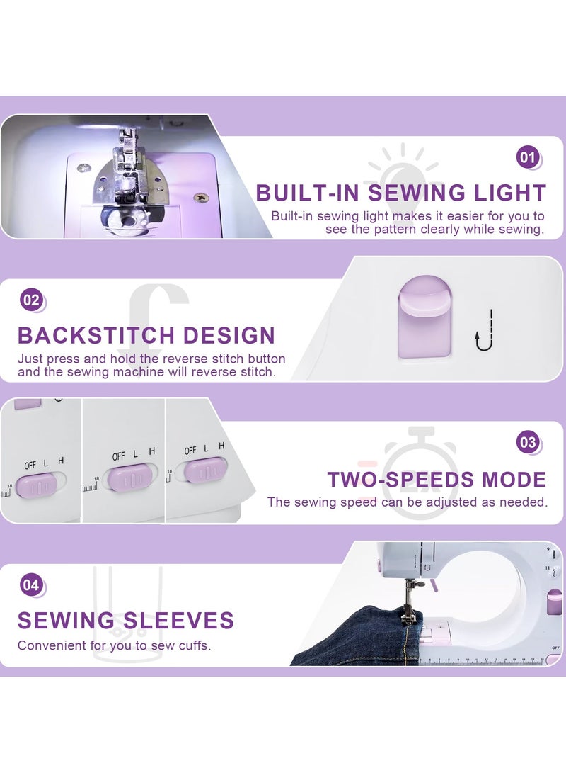 Portable Sewing Machine, Handheld Electric Sewing Machines Kit,12 Stitch Patterns Mini Sewing Machine for Beginners Kids,Household Multifunctional Crafting Mending Machine