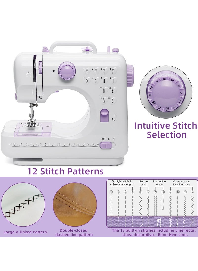 Portable Sewing Machine, Handheld Electric Sewing Machines Kit,12 Stitch Patterns Mini Sewing Machine for Beginners Kids,Household Multifunctional Crafting Mending Machine