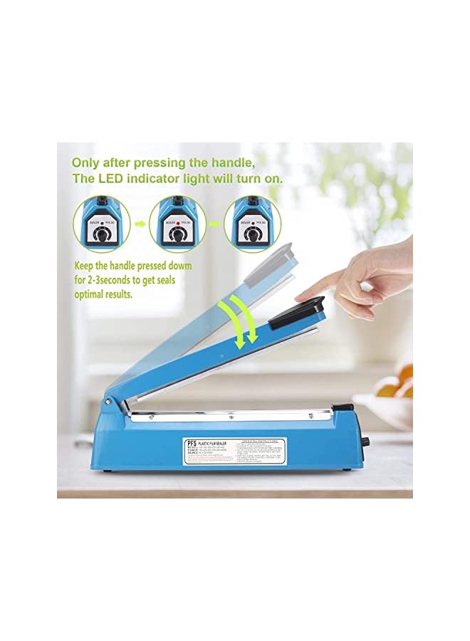 Heat Sealer Manual Bags Sealer Heat Sealing Machine 8 Inch Impulse Sealer Machine For Plastic Bags Pe Pp Bags With Extra Replace Element Grip
