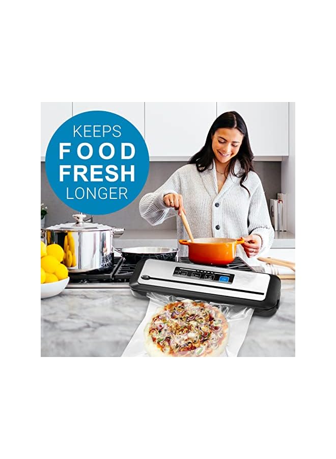 Vacuum Sealer Machines,80Kpa One-Touch Automatic Food Preserving Machine With Sealer Bags Storage And Built-In Cutter,Vacuum Packer Machine For Sous Vide Cooking Dry & Moist Food Modes