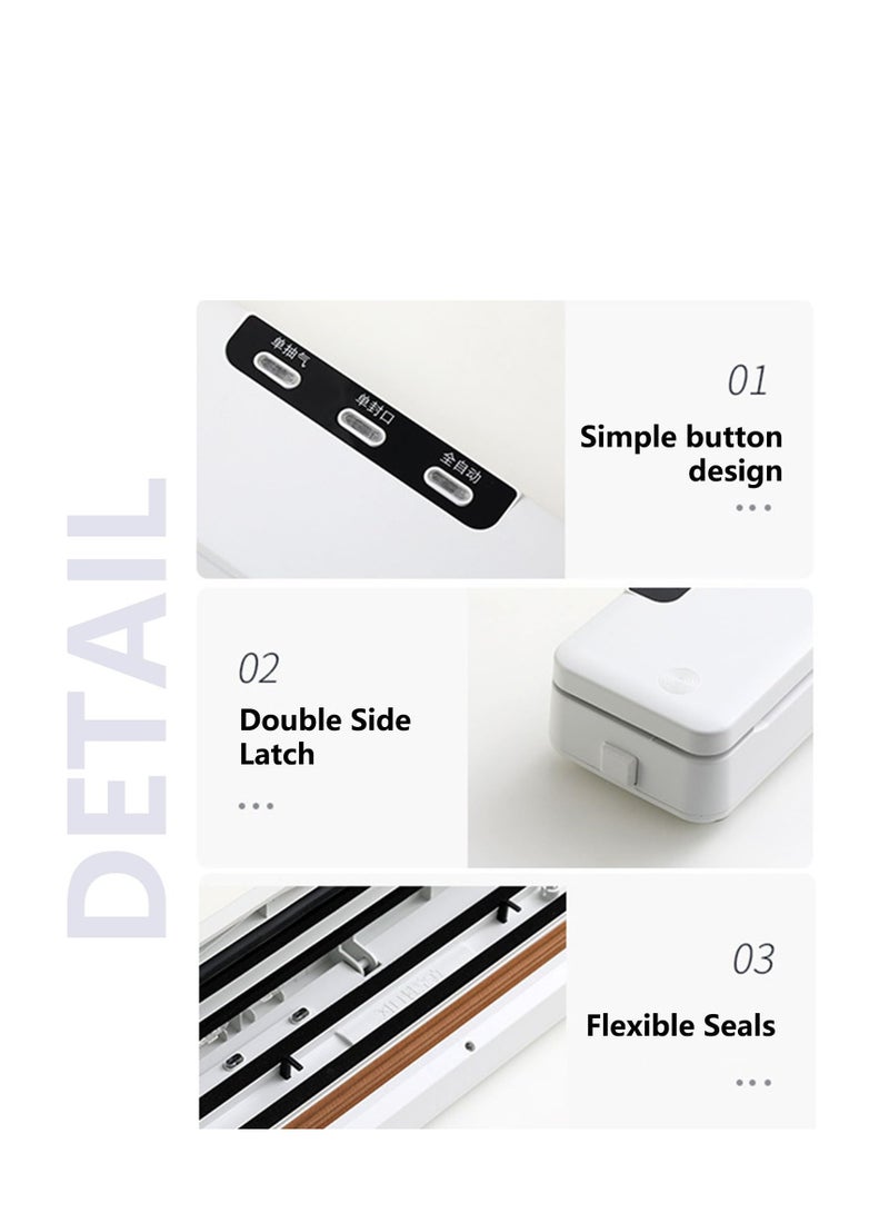 Full Automatic Vacuum Sealer Machine, Food Preservation Vacuum Sealer with LED Indicator Lights for Food Preservation, Compact Design, Automatic Dry/Moist Food Modes Extended Food Freshness (White)