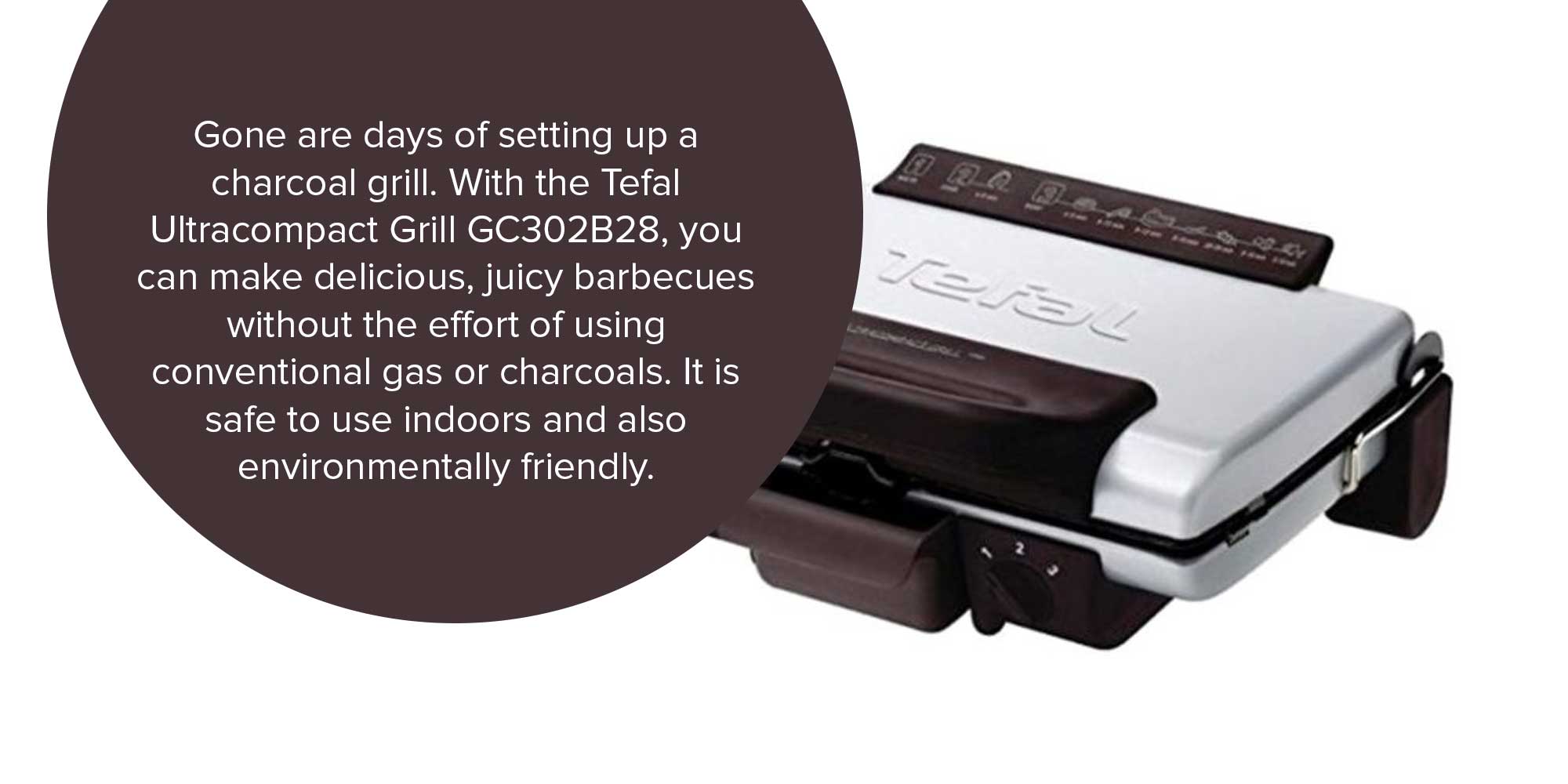 Grill | Ultra compact Barbecue / BBQ Grill / Sandwich Maker |  Silver | 2 Years Warranty GC302B28 Silver