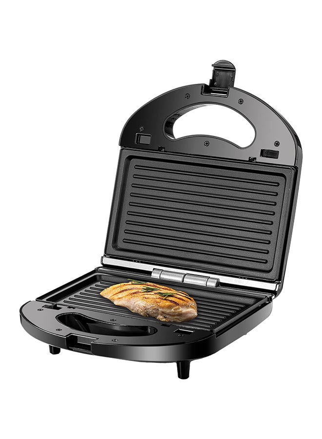 Sandwich & Grill Maker Non-Stick 2-in-1 Interchangeable Sandwich and Grill Maker With Indicator and Ready to Cook Lights 780 W TS2120-B5 Black and Sliver