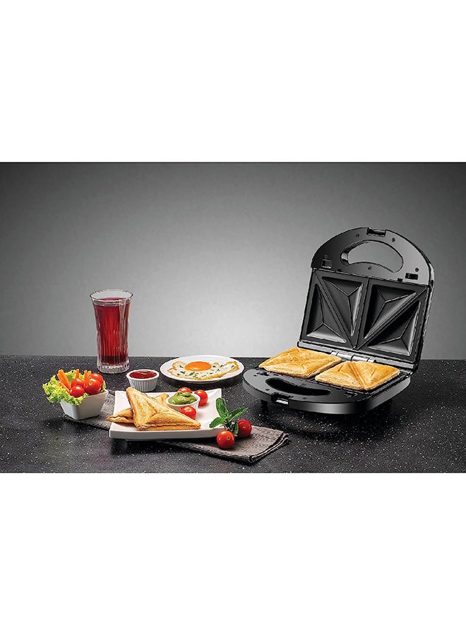 Sandwich & Grill Maker Non-Stick 2-in-1 Interchangeable Sandwich and Grill Maker With Indicator and Ready to Cook Lights 780 W TS2120-B5 Black and Sliver