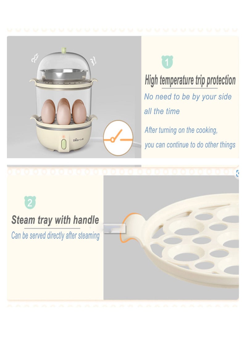 Multifunctional Mini Electric Rapid Egg Boiler Boiler 1-14 Egg Capacity Double Layer Breakfast Egg Boiler Steamer for Cooking Scrambled Egg Rolls Poached Egg Steamed Vegetable Dumplings