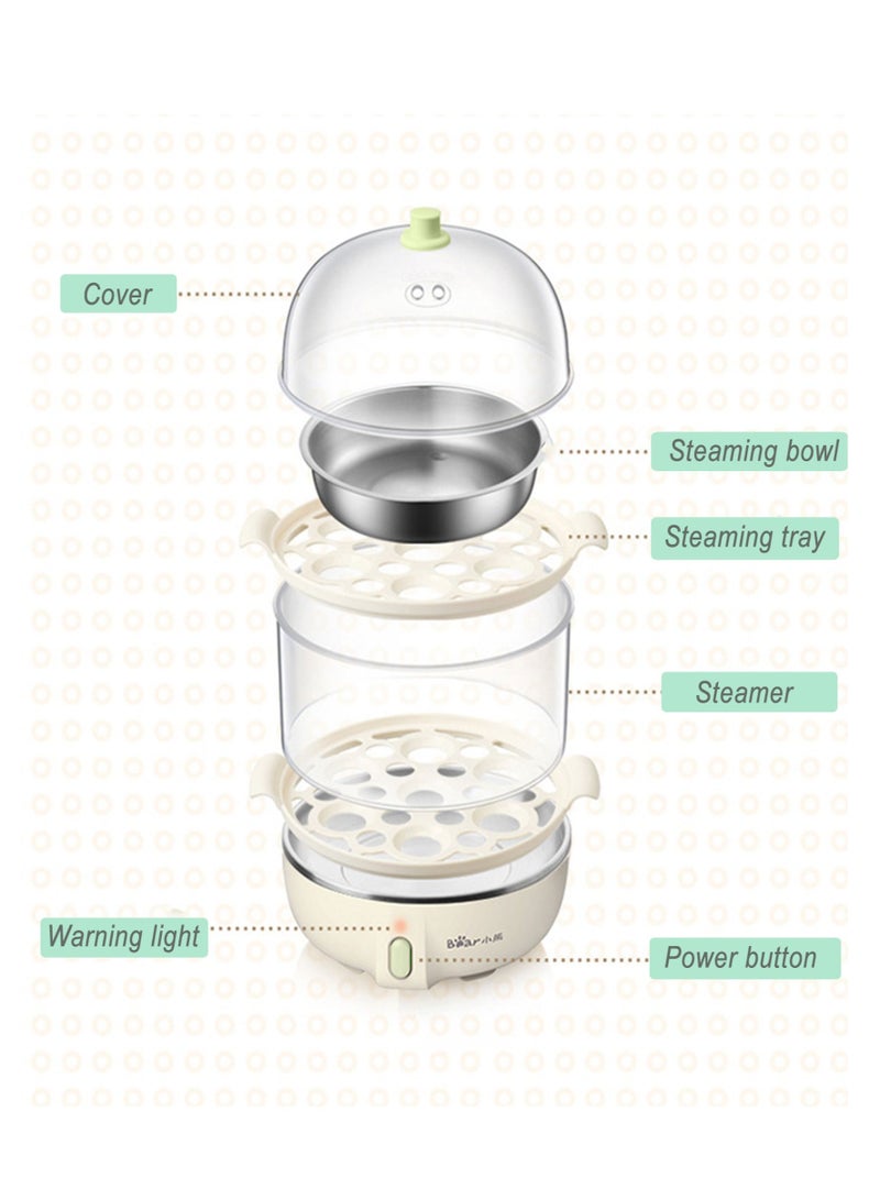Multifunctional Mini Electric Rapid Egg Boiler Boiler 1-14 Egg Capacity Double Layer Breakfast Egg Boiler Steamer for Cooking Scrambled Egg Rolls Poached Egg Steamed Vegetable Dumplings