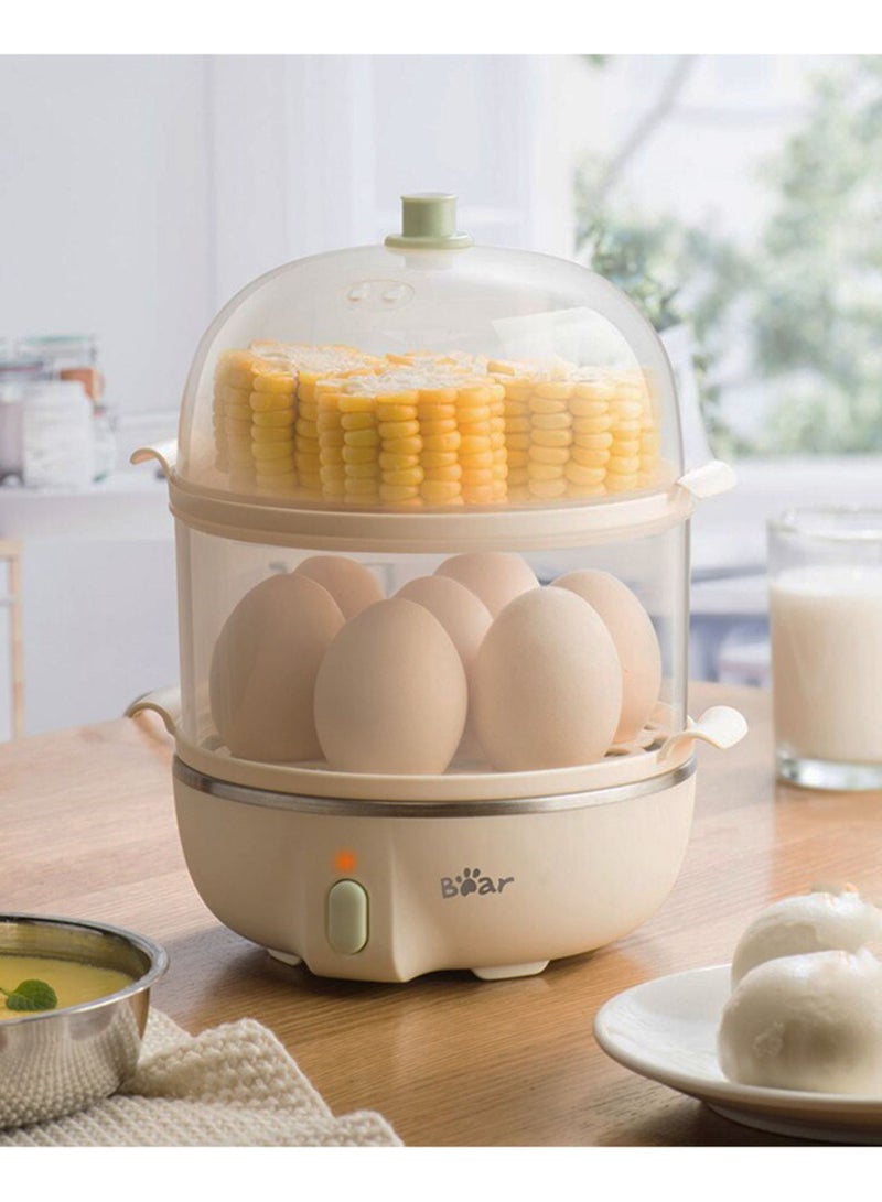 Multifunctional Mini Electric Rapid Egg Boiler Boiler 1-14 Egg Capacity Double Layer Breakfast Egg Boiler Steamer for Cooking Scrambled Egg Rolls Poached Egg Steamed Vegetable Dumplings