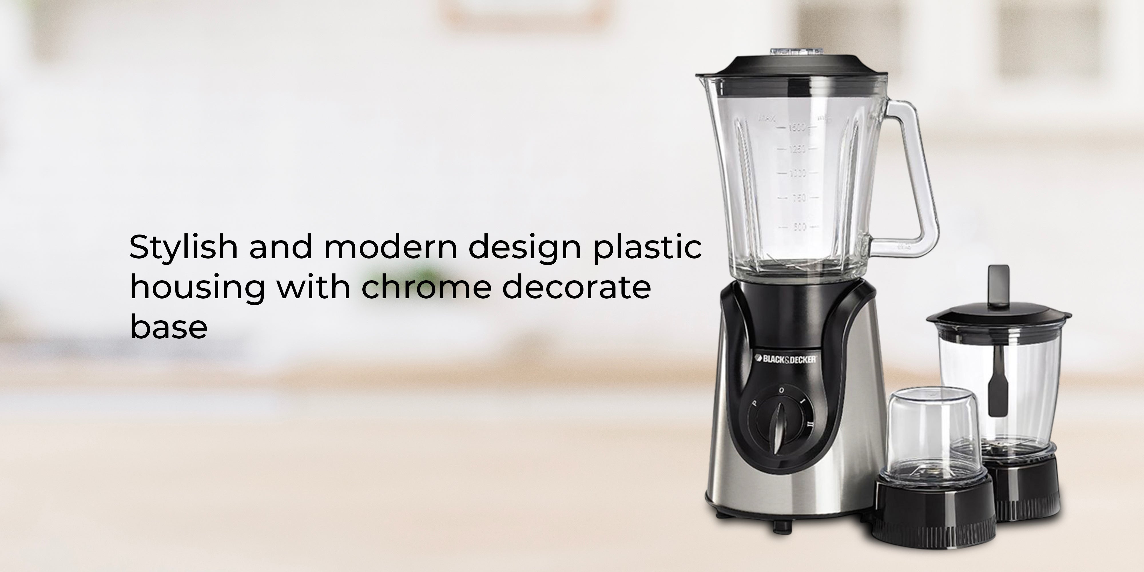 Blender And Smoothie Maker With Glass Jar, Mincer And Grinder/Chopper 1.5 L 600 W BX600G-B5 Silver/Black