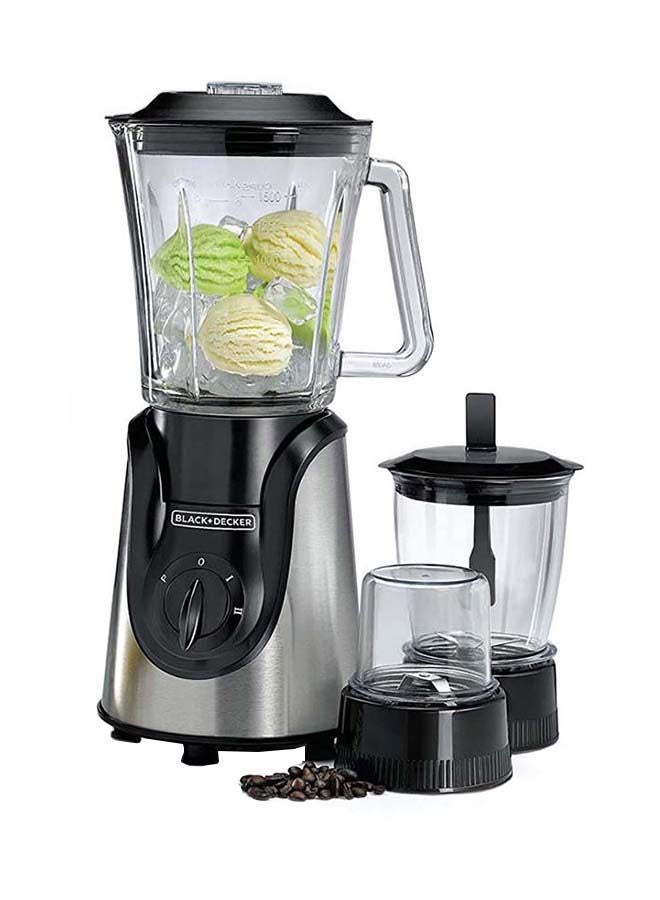 Blender And Smoothie Maker With Glass Jar, Mincer And Grinder/Chopper 1.5 L 600 W BX600G-B5 Silver/Black