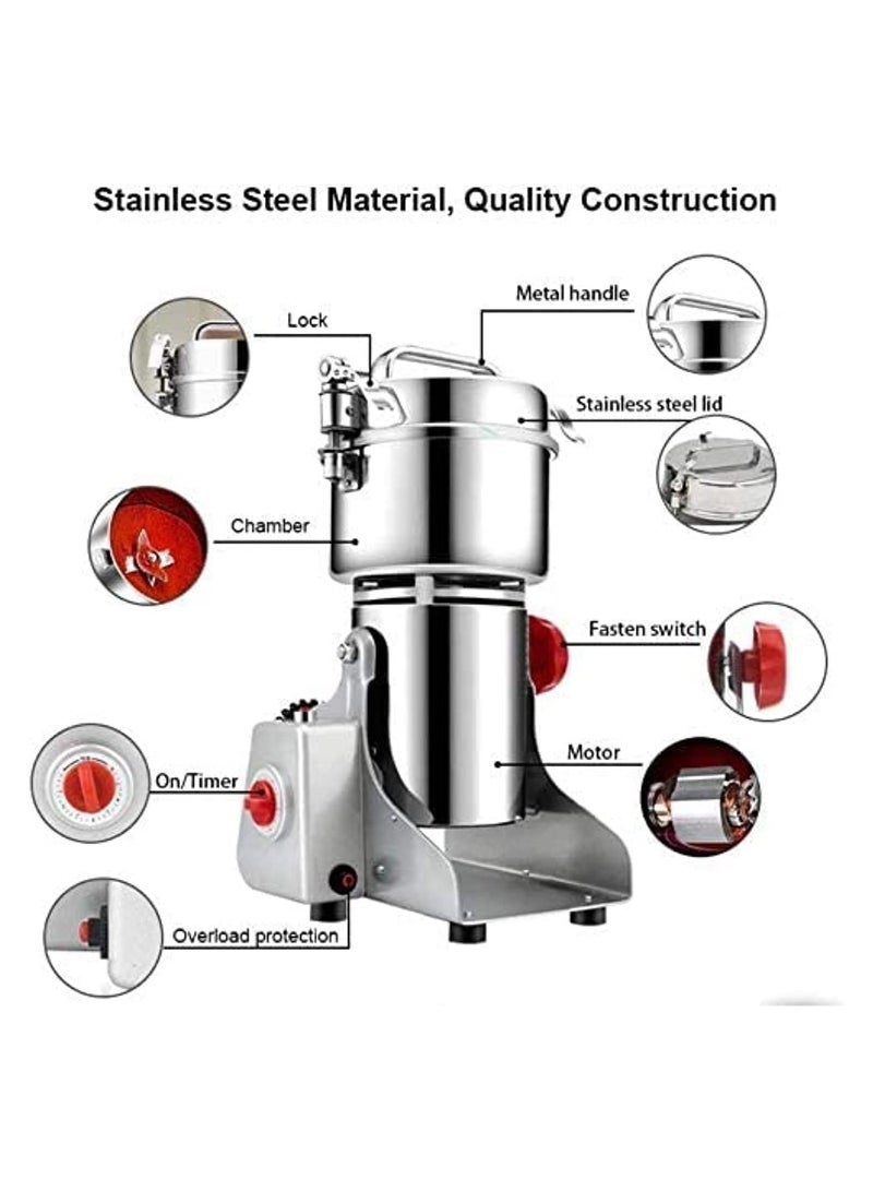 LETWOO Household Small Crusher Grains Dry Grinding Machine Stainless Steel 3000W High Power Spice Mill 800g Fine Grinding Broken Powder Machine For Home/Restaurant/Hotel/Chinese Medicine