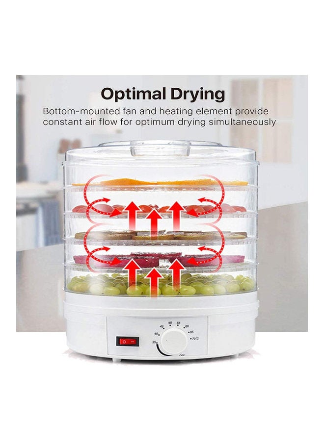 Electric Food Dehydrator with 5 Stackable Layer White 200grams