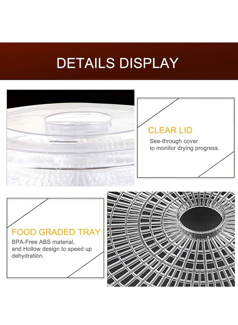 Eacam Electric Food Dehydrator, Food Dryer Herb Dryer 5 Tier Tray Fruit Dryer Beef Jerky with Adjustable Thermostat