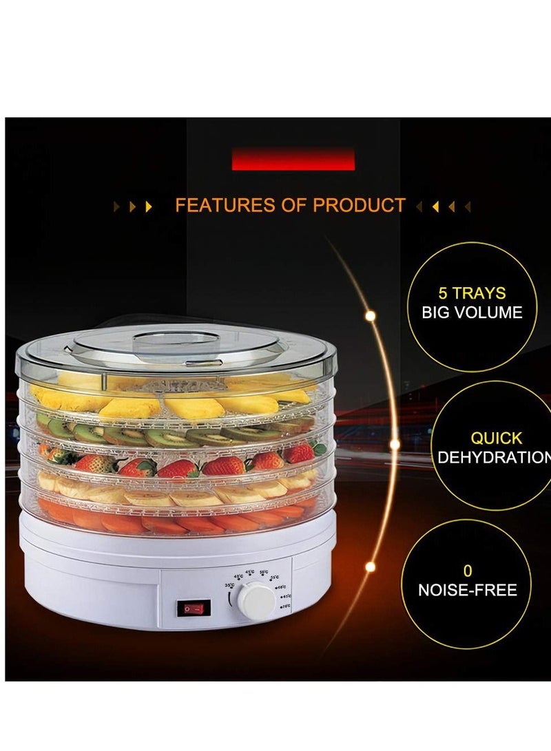 Eacam Electric Food Dehydrator, Food Dryer Herb Dryer 5 Tier Tray Fruit Dryer Beef Jerky with Adjustable Thermostat
