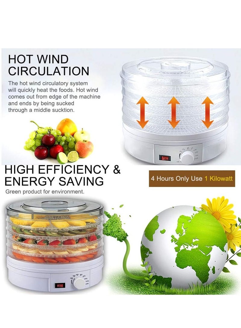 Eacam Electric Food Dehydrator, Food Dryer Herb Dryer 5 Tier Tray Fruit Dryer Beef Jerky with Adjustable Thermostat