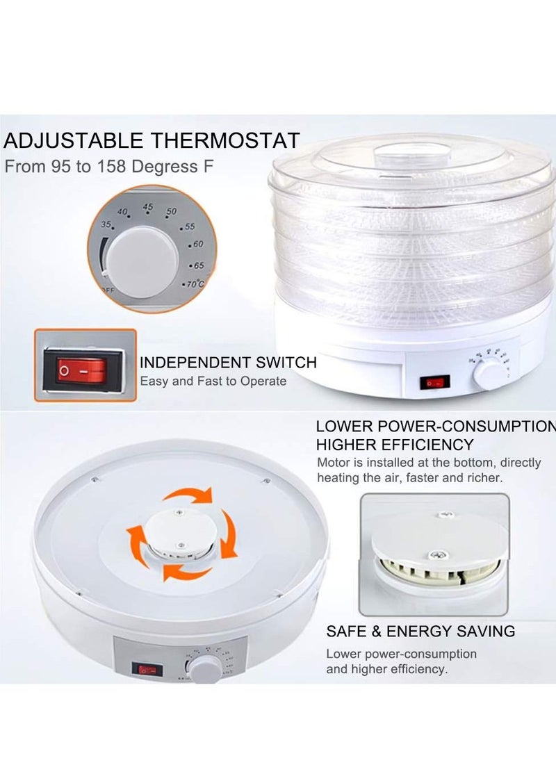 Eacam Electric Food Dehydrator, Food Dryer Herb Dryer 5 Tier Tray Fruit Dryer Beef Jerky with Adjustable Thermostat