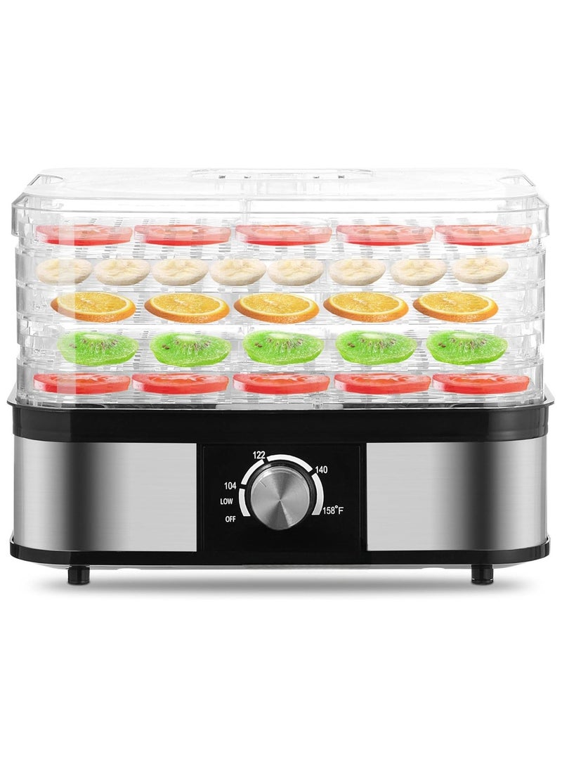 Food Dehydrator Machine Bpa Free 5 Trays With Digital Timer And Temperature Control For Fruit Vegetable Meat Beef Jerky Professional 360 Degree Hot Air Circulation System, 5 Stackable Drying Trays