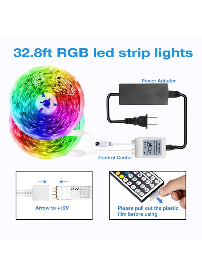 Daybetter Led Strip Lights 32.8Ft Kit With Remote And Power Supply Color Changing