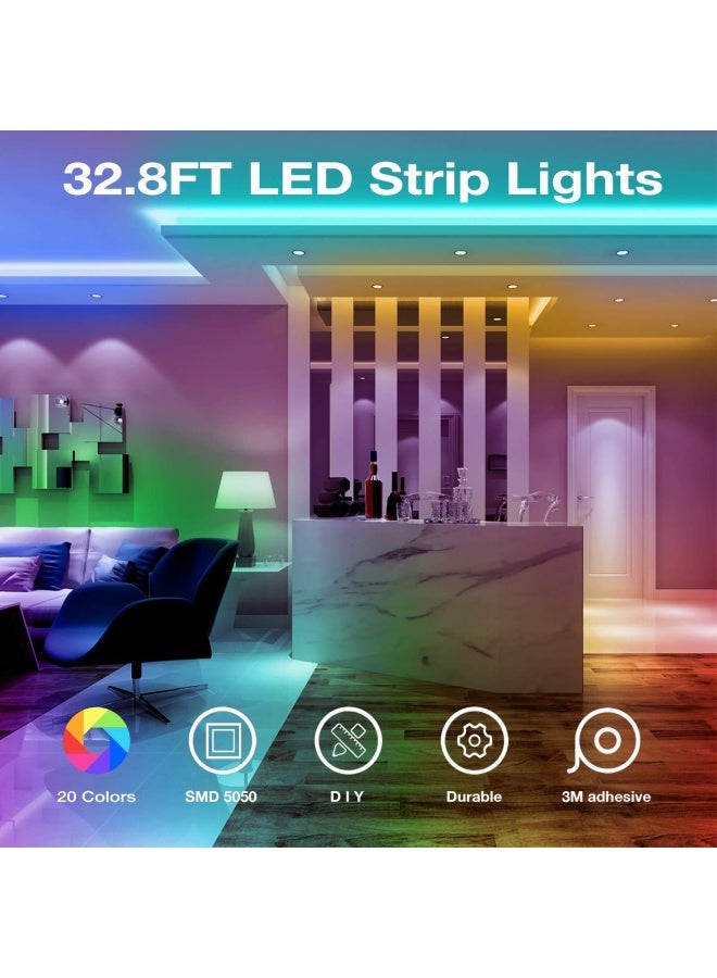 Daybetter Led Strip Lights 32.8Ft Kit With Remote And Power Supply Color Changing