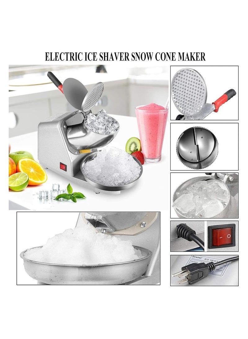 Electric Ice Crusher Ice Shaver for Home & Commercial Use Household Snow Cone Maker Dual Blades