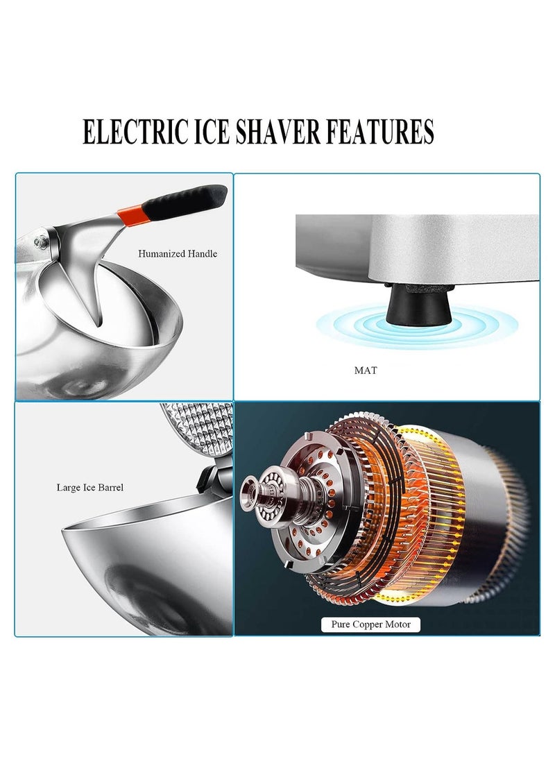 Electric Ice Crusher Ice Shaver for Home & Commercial Use Household Snow Cone Maker Dual Blades