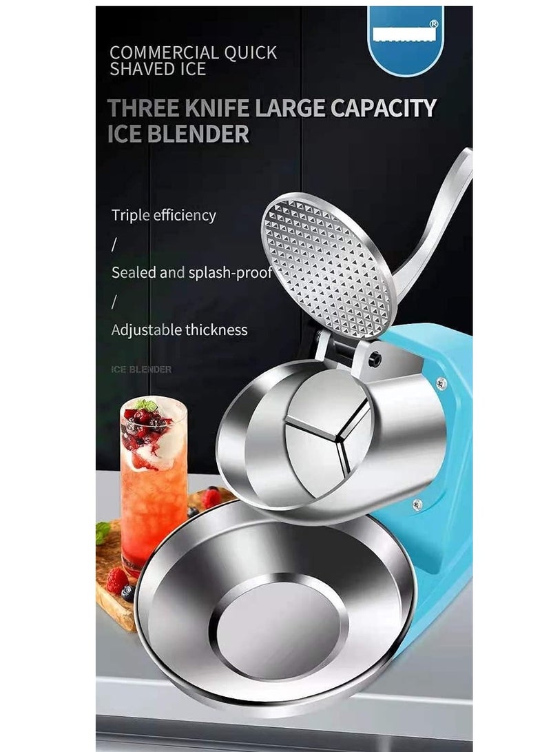 LETWOO Triple Blade Electric Ice Shaver Crusher Machine Stainless Steel Snow Cone Maker for Ice Cream Cold Drinks Fruit Dessert and Cocktail 100Kg Per Hour