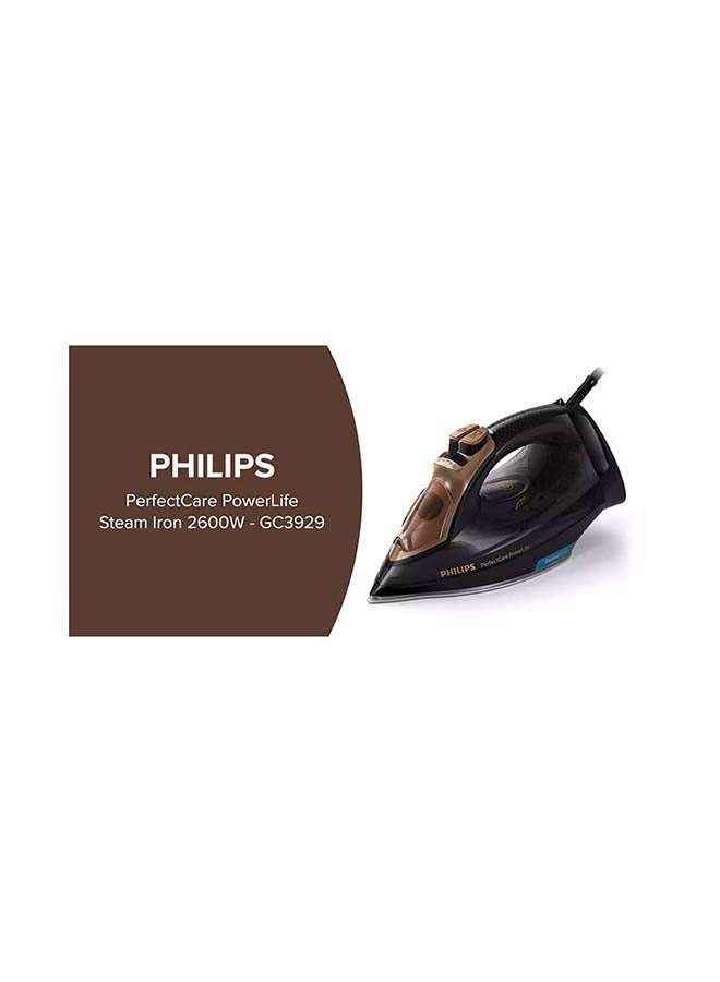 Perfect Care Power Life Steam Iron Soleplate 300 ml 2600 W GC3929 Black/Brown