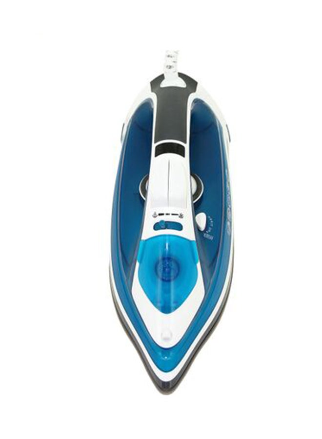 Electric Steam Iron with Ceramic Soleplate/Anti-Drip/Anti-Calc/Auto Shut-Off/LED Display and Self-Clean Function | 100% Active Steam Holes - Scratch-Resistant 2400 W SI-5075C Deep Blue/White