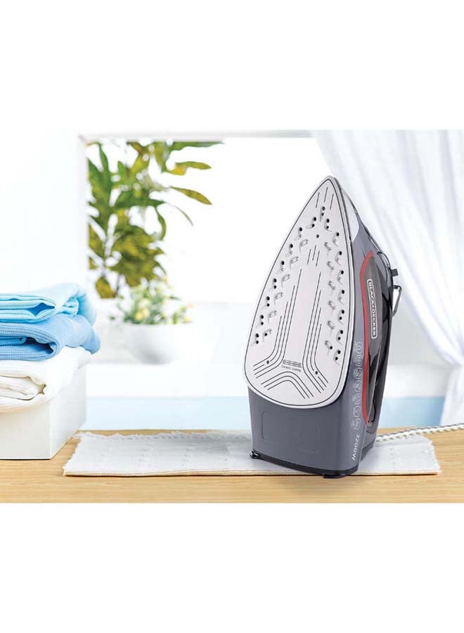 Steam Iron, 2200W, 90g/min Steam Output, 380ml Water Tank, Ceramic Coated Soleplate, Anti-Calc, Anti-Drip, Self-Clean, Auto Shut-Off, Removes Stubborn Creases 380 ml 2200 W X2050-B5 Grey/Black