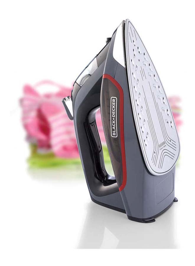 Steam Iron, 2200W, 90g/min Steam Output, 380ml Water Tank, Ceramic Coated Soleplate, Anti-Calc, Anti-Drip, Self-Clean, Auto Shut-Off, Removes Stubborn Creases 380 ml 2200 W X2050-B5 Grey/Black