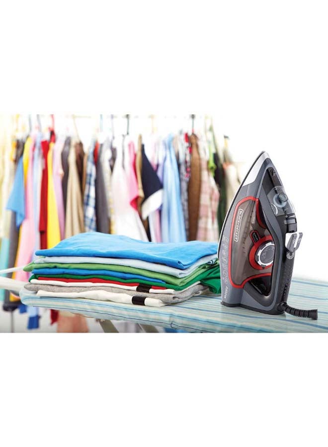 Steam Iron, 2200W, 90g/min Steam Output, 380ml Water Tank, Ceramic Coated Soleplate, Anti-Calc, Anti-Drip, Self-Clean, Auto Shut-Off, Removes Stubborn Creases 380 ml 2200 W X2050-B5 Grey/Black