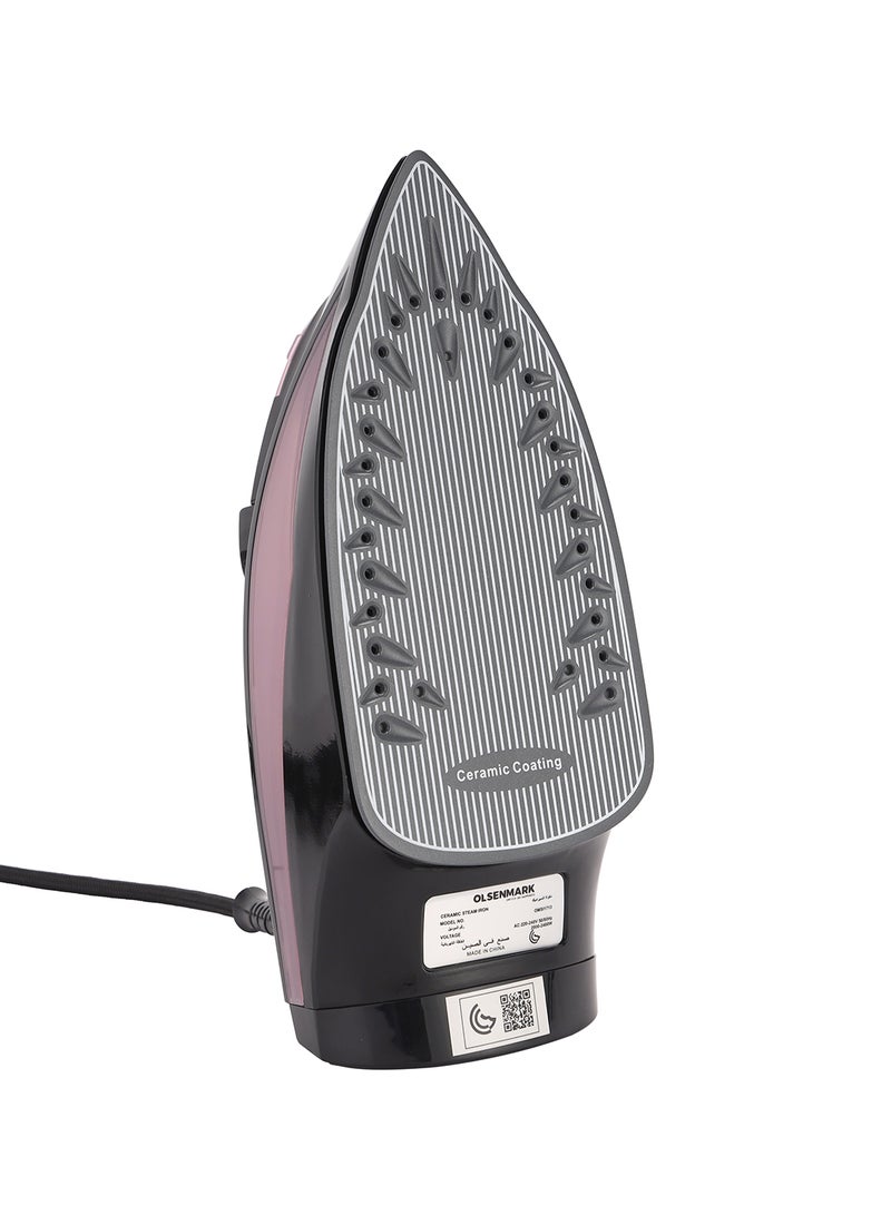 Ceramic Steam Iron, Variable Steam, Ceramic Soleplate, Temperature Control, Anti Drip, Wet & Dry 2400 W OMSI1713 Black/Light Purple