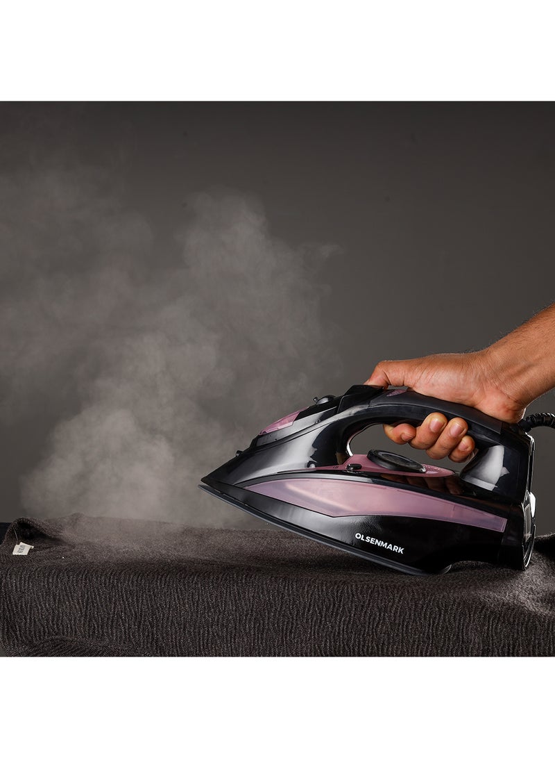 Ceramic Steam Iron, Variable Steam, Ceramic Soleplate, Temperature Control, Anti Drip, Wet & Dry 2400 W OMSI1713 Black/Light Purple