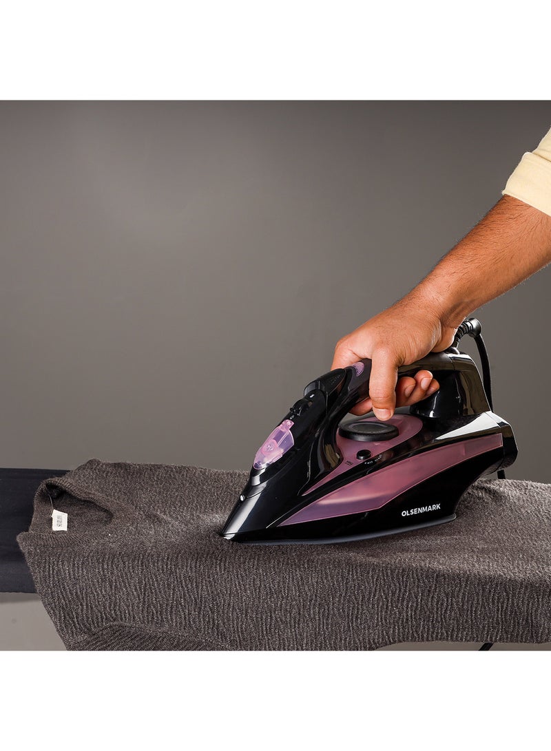 Ceramic Steam Iron, Variable Steam, Ceramic Soleplate, Temperature Control, Anti Drip, Wet & Dry 2400 W OMSI1713 Black/Light Purple