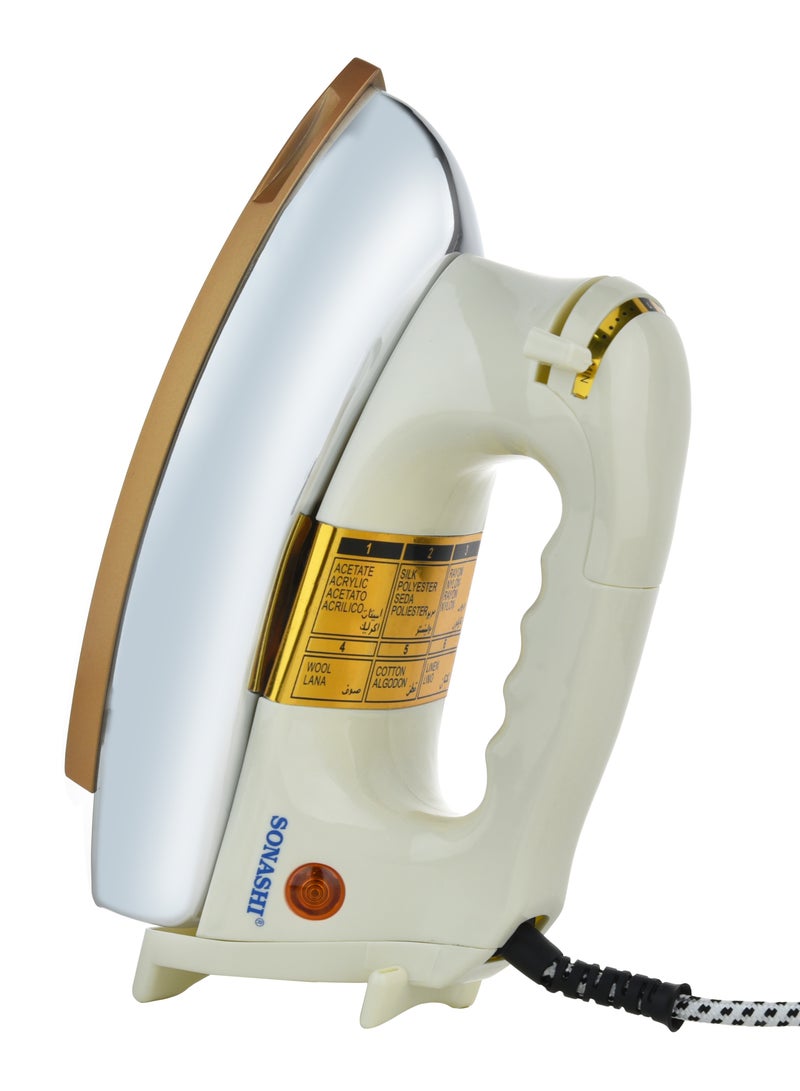 Heavy Iron - Gold Ceramic Coated Soleplate | Overheat Safety Protection With Easy Temperature Settings | Heavy Iron Box Suitable For All Fabrics 1200 W SHI-6020 Off White/Gold