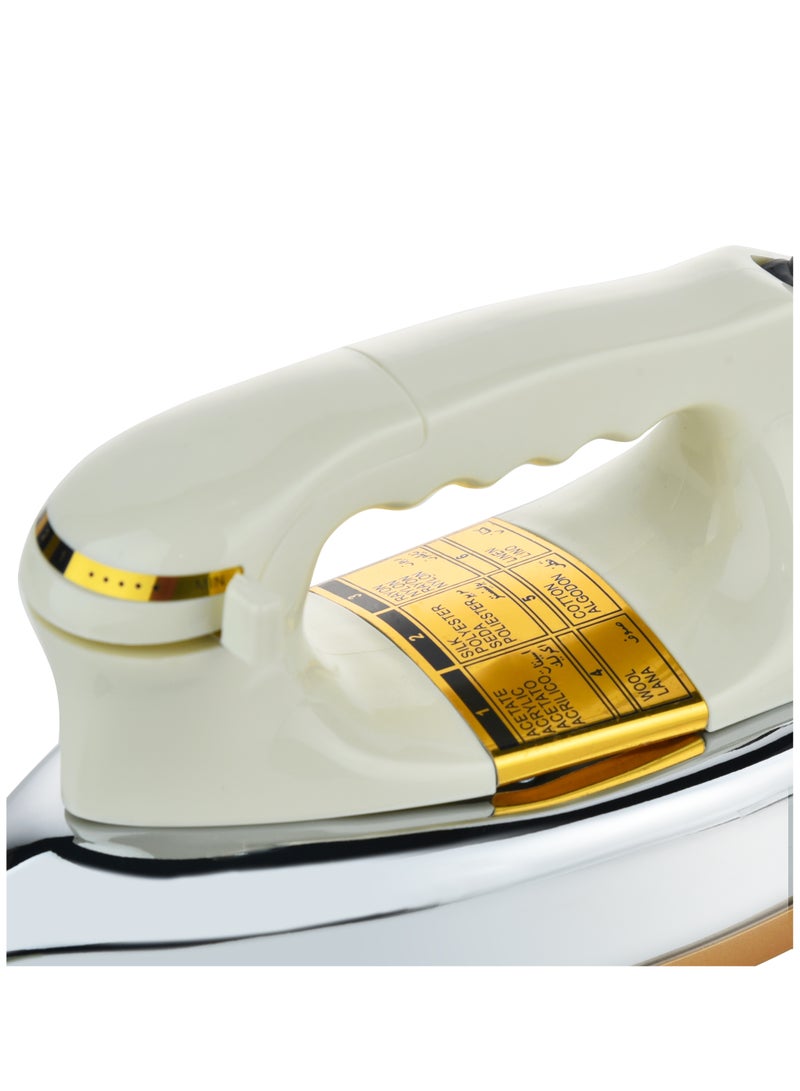 Heavy Iron - Gold Ceramic Coated Soleplate | Overheat Safety Protection With Easy Temperature Settings | Heavy Iron Box Suitable For All Fabrics 1200 W SHI-6020 Off White/Gold