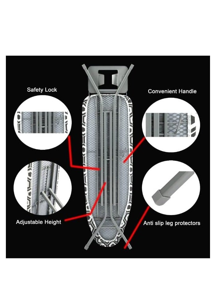 Heavy Duty Ironing Board with Adjustable Height - 110x34 Cm