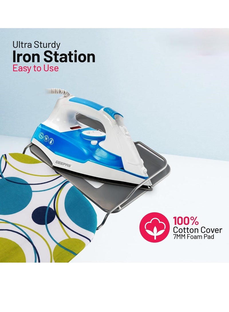 Heavy Duty Ironing Board with Adjustable Height - 110x34 Cm