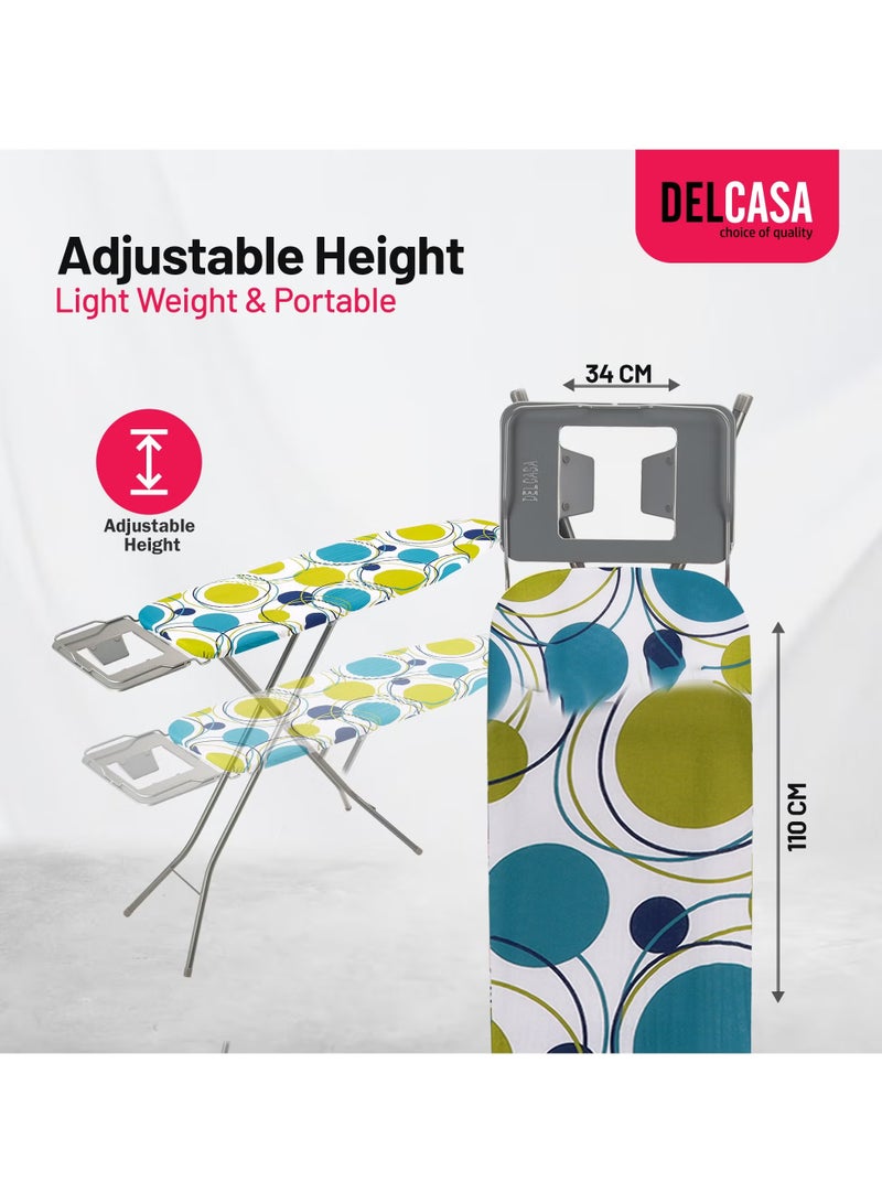 Delcasa 110x34 cm Ironing Board Ironing Table assorted color with Powder Coated Carbon Steel Iron Table with Adjustable Height