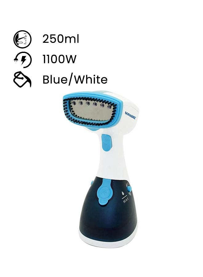 Garment Steam Iron with Water Tank Ultra Easy Wrinkle Remover Steamer Portable Travel-Friendly 16 Max Handheld 250 ml 1100 W SGS-315 Blue/White