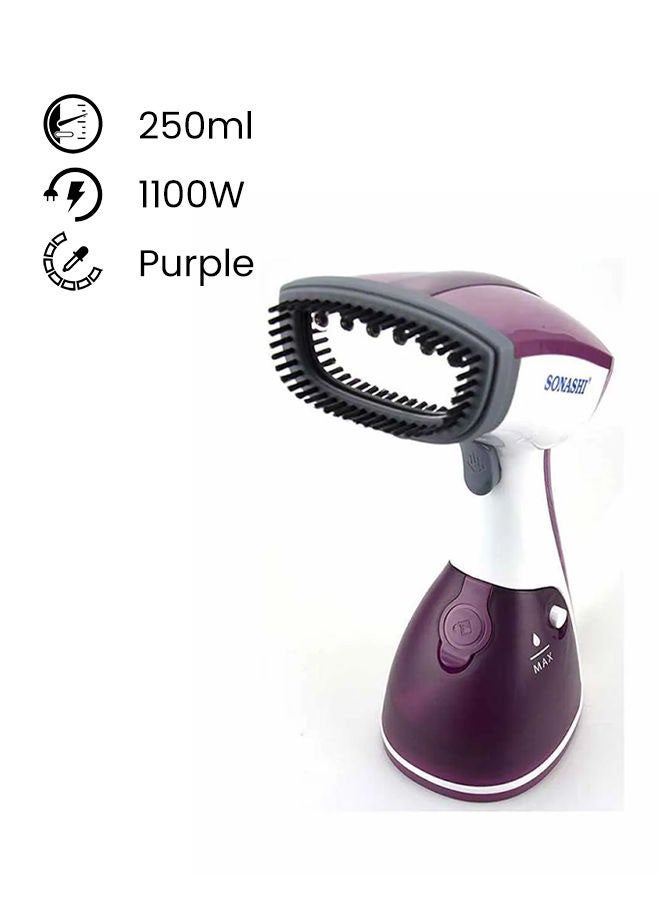 Garment Steam Iron with Water Tank Ultra Easy Wrinkle Remover Steamer Portable Travel-Friendly 16 Max Handheld 250 ml 1100 W SGS-315 Purple