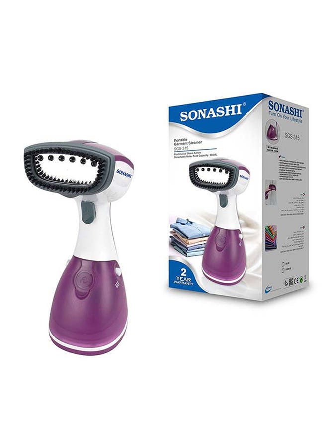 Garment Steam Iron with Water Tank Ultra Easy Wrinkle Remover Steamer Portable Travel-Friendly 16 Max Handheld 250 ml 1100 W SGS-315 Purple