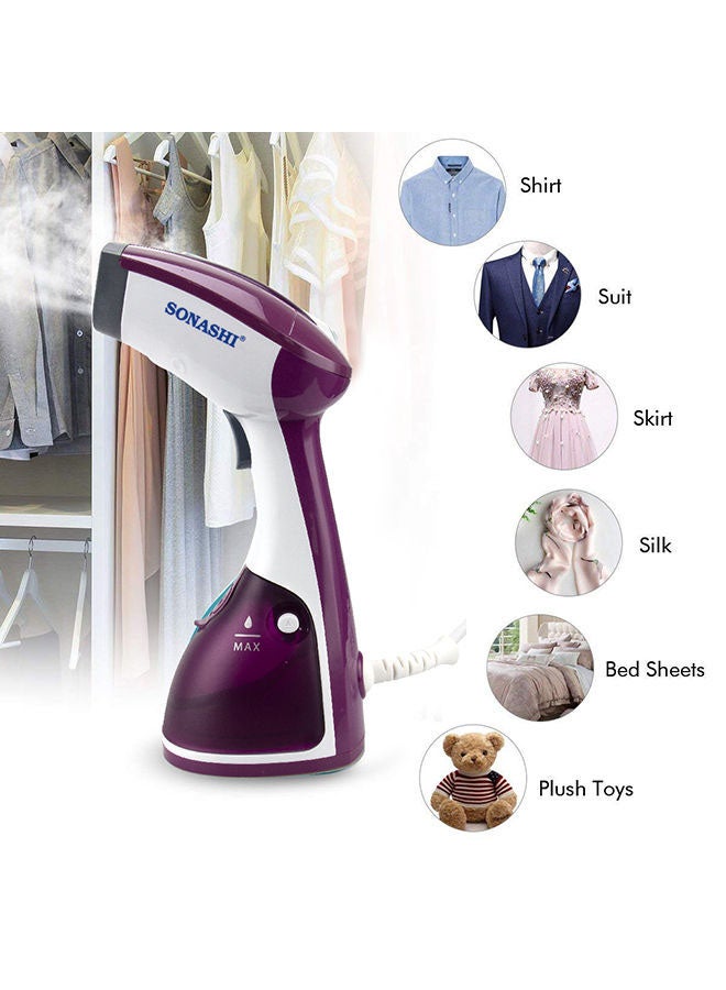Garment Steam Iron with Water Tank Ultra Easy Wrinkle Remover Steamer Portable Travel-Friendly 16 Max Handheld 250 ml 1100 W SGS-315 Purple