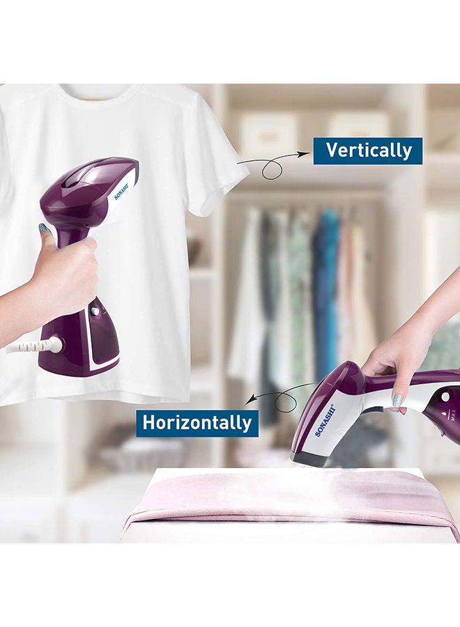 Garment Steam Iron with Water Tank Ultra Easy Wrinkle Remover Steamer Portable Travel-Friendly 16 Max Handheld 250 ml 1100 W SGS-315 Purple