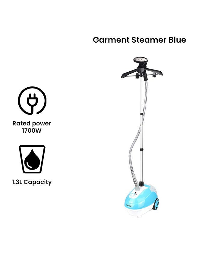 Garment Steamer - Suitable for All Fabrics | Automatic Re-Start and Double Safety System | Big Water Tank 1.3L with Overheat Protection | Continuous Working 40 MINs 1.3 L 1700 W SGS-321 Blue