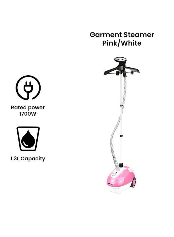 Garment Steamer - Suitable for All Fabrics | Automatic Re-Start and Double Safety System | Big Water Tank 1.3L with Overheat Protection | Continuous Working 40 MINs 1.3 L 1700 W SGS-321 Pink