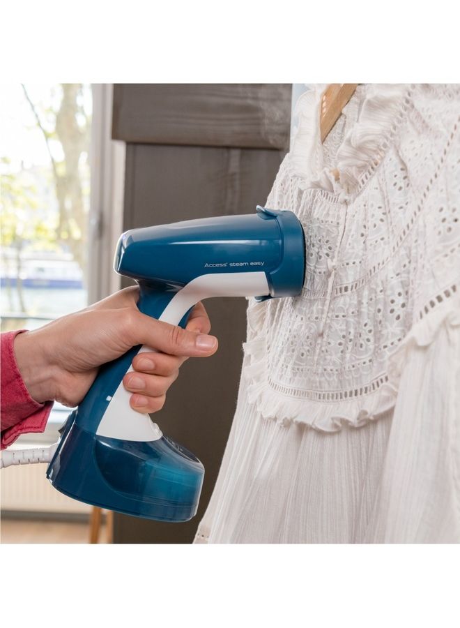 Garment Steamer | Access Steam Easy Handheld Garment Steamer |Steam Output Up to 25 g/Min. | Rapid 15-Second Heat-Up |Sanitizing |Light | Door Hook |Steamers clothes | 2 Years Warranty 500 ml DT7130G0 White & blue