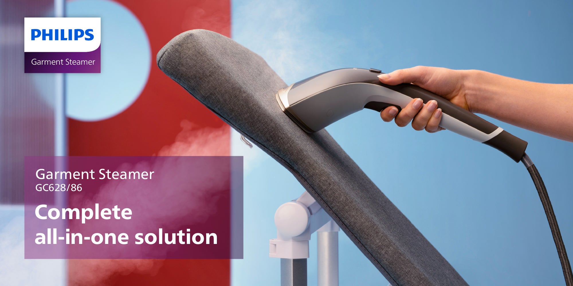 All-in-One Ironing Solution 8000 Series - 90g/min Continuous Steam, 5+ ECO Steam Settings, Tilting StyleBoard & Integrated Wheels, 2200 W GC628/86 Grey/White
